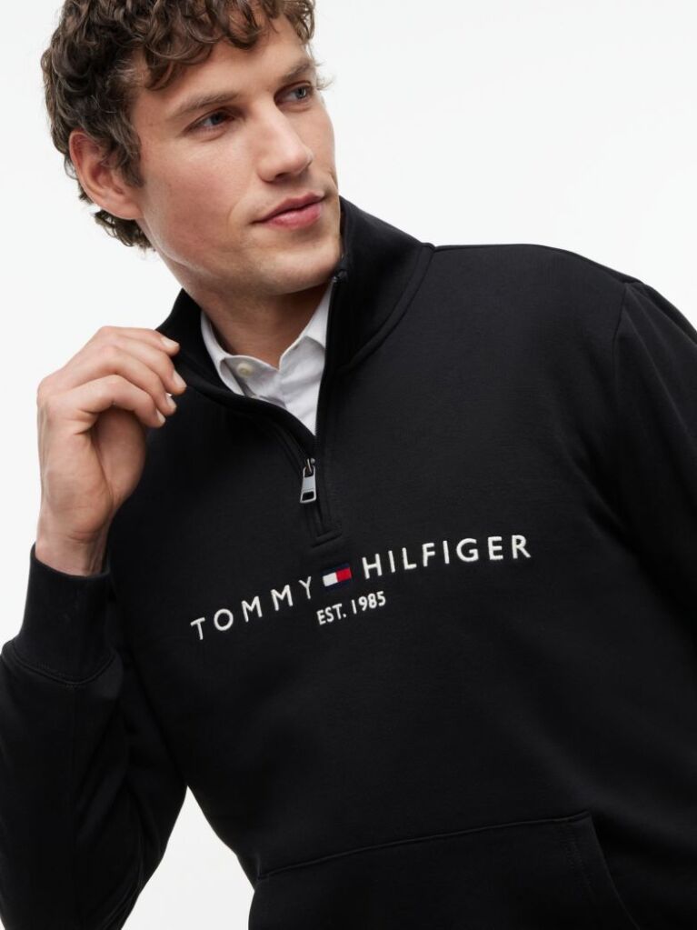 Black Combining casual style with enhanced comfort, this sweatshirt is made from flex fleece and has a cosy, zip-adjustable mock turtleneck.  Men