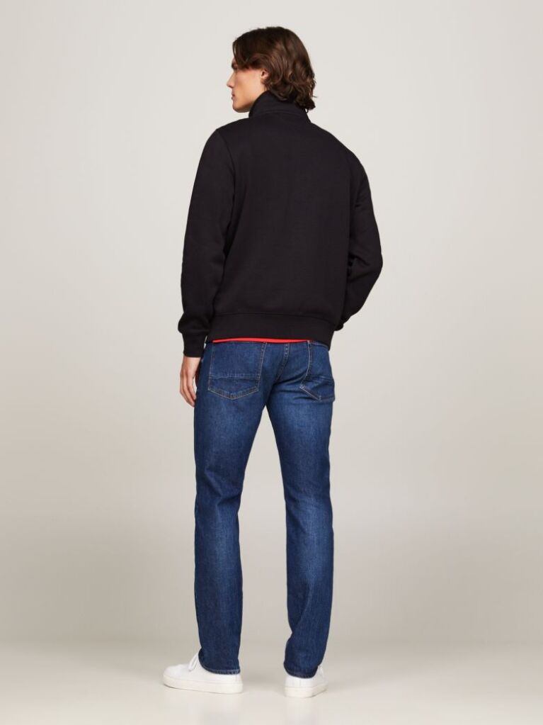 Black Combining casual style with enhanced comfort, this sweatshirt is made from flex fleece and has a cosy, zip-adjustable mock turtleneck.  Men
