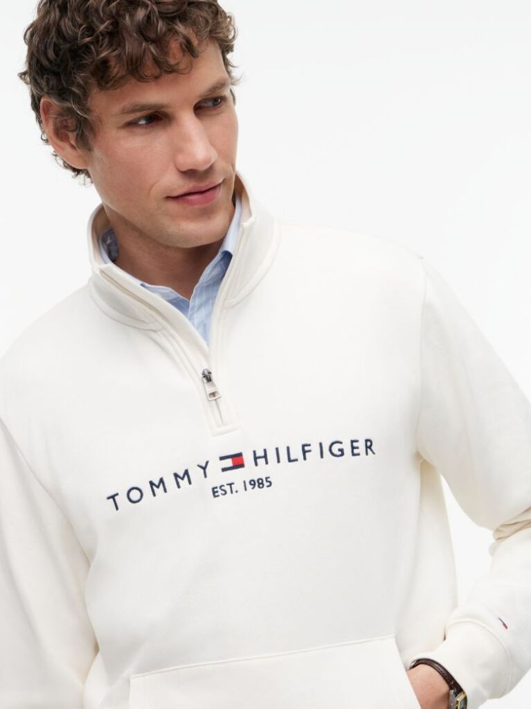 Beige Combining casual style with enhanced comfort, this sweatshirt is made from flex fleece and has a cosy, zip-adjustable mock turtleneck.  Men