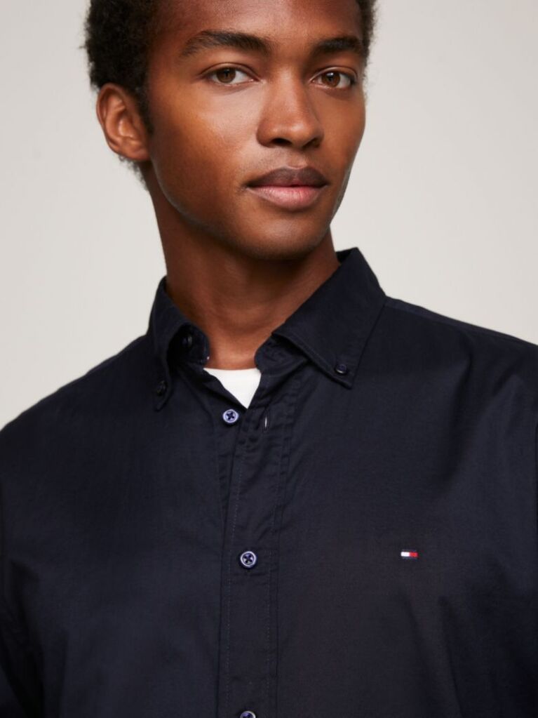 Blue TH Flex Cotton Poplin Shirt  Men