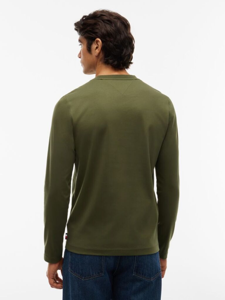 Πράσινο Interlock Μακρυμάνικο T-Shirt Σε Slim Γραμμή  Άνδρες