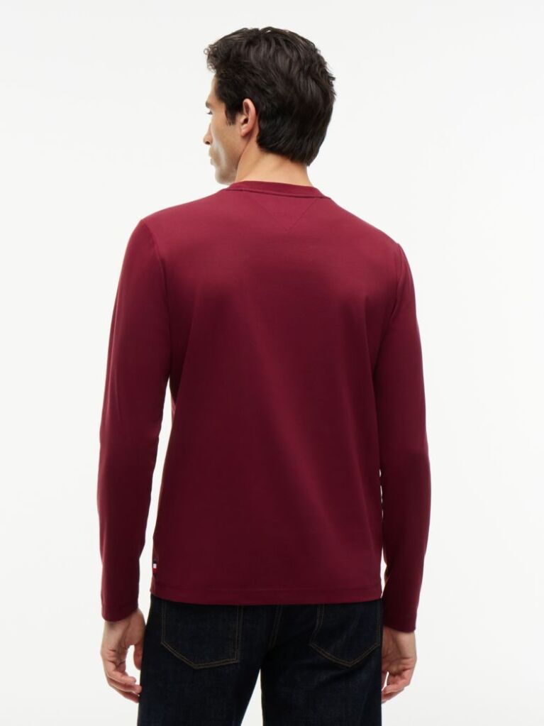 Κόκκινο Interlock Μακρυμάνικο T-Shirt Σε Slim Γραμμή  Άνδρες