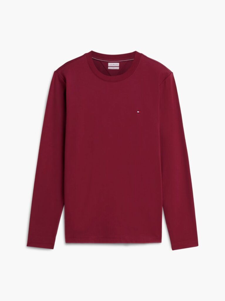 Κόκκινο Interlock Μακρυμάνικο T-Shirt Σε Slim Γραμμή  Άνδρες
