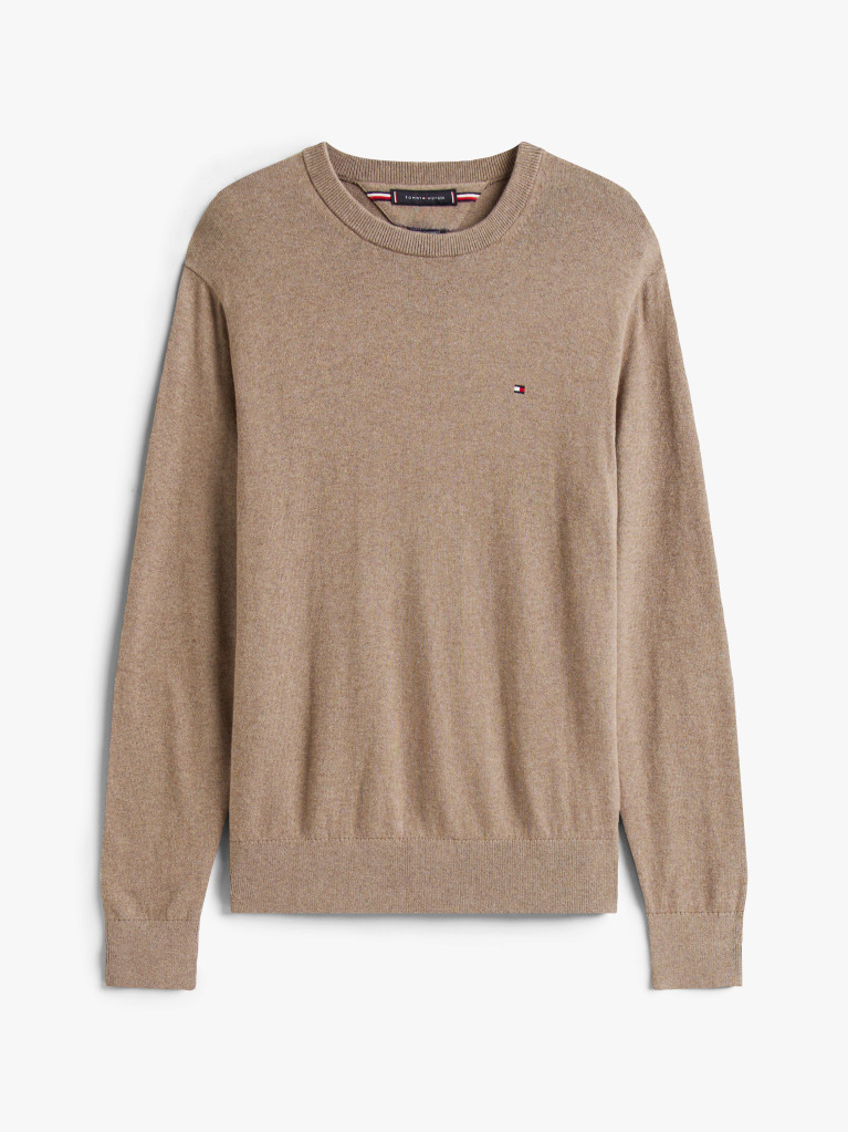 Brown Cotton Cashmere Crew Neck Jumper.  Men