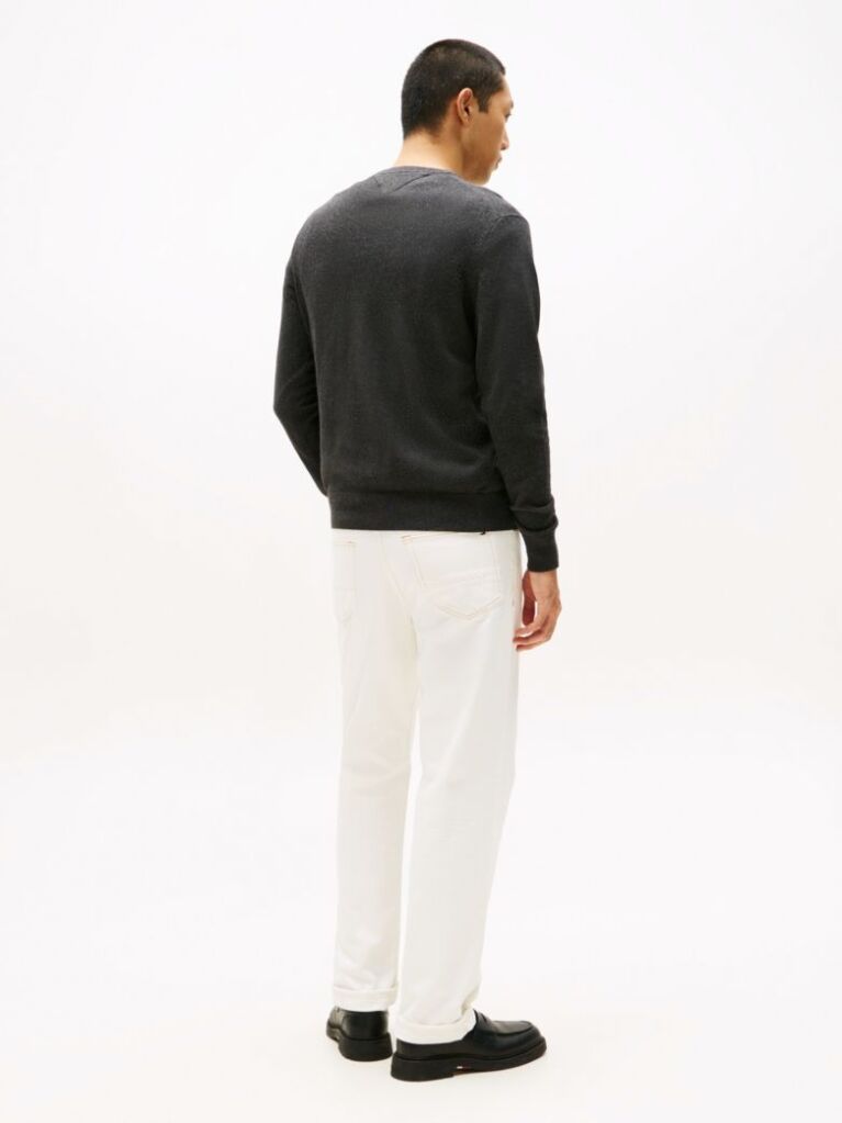 Grey Cotton Cashmere Crew Neck Jumper.  Men