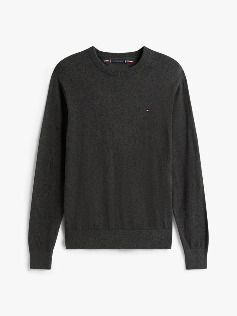 Grey Cotton Cashmere Crew Neck Jumper.  Men