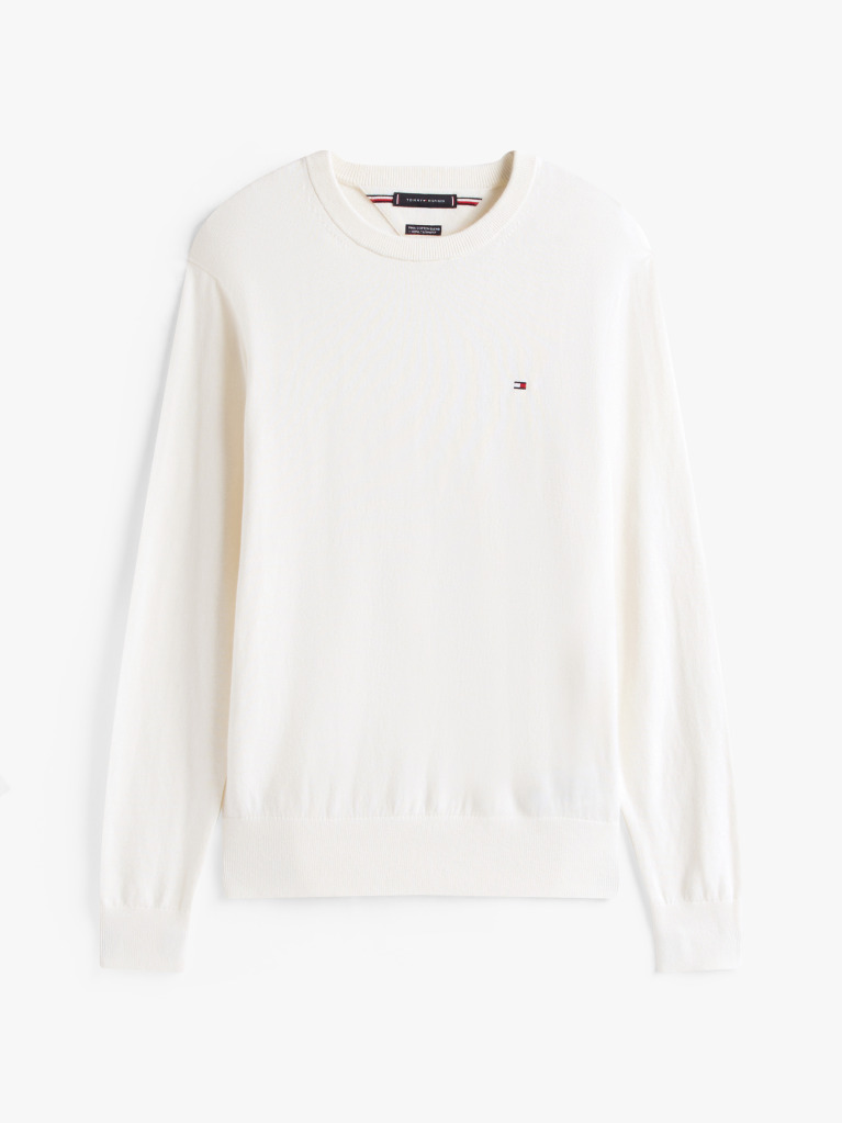 Beige Cotton Cashmere Crew Neck Jumper.  Men