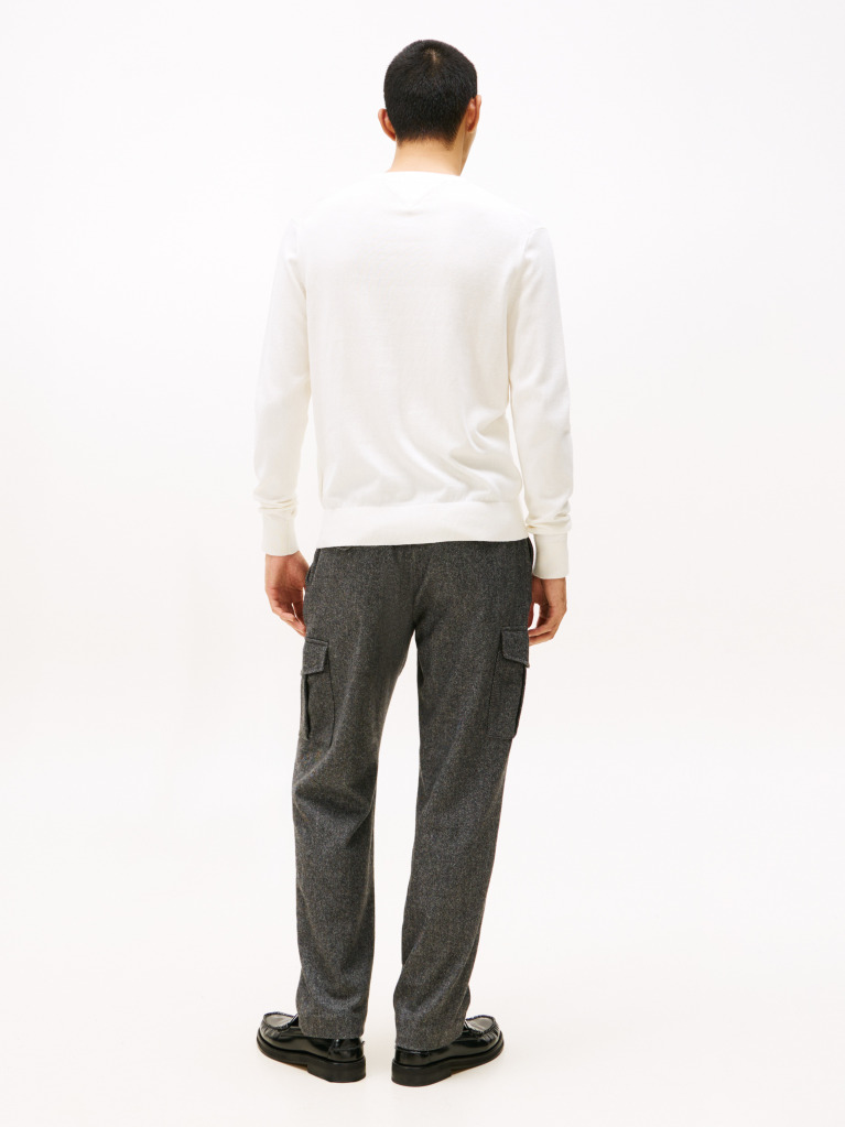 Beige Cotton Cashmere Crew Neck Jumper.  Men