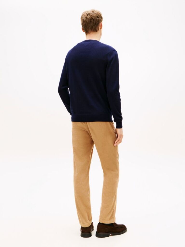 Blue Cotton Cashmere V-Neck Jumper  Men