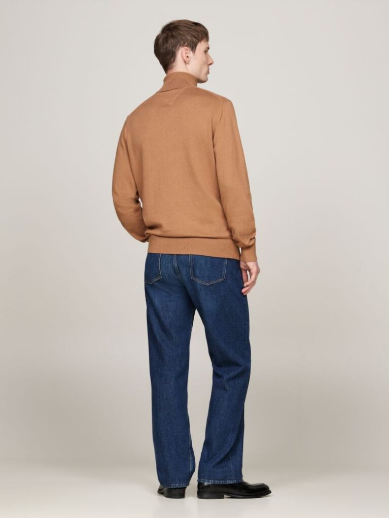 Brown Cotton Cashmere Roll Neck Jumper  Men