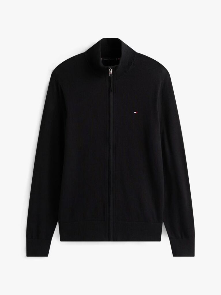 Black Cotton Cashmere Zip-Thru Cardigan  Men