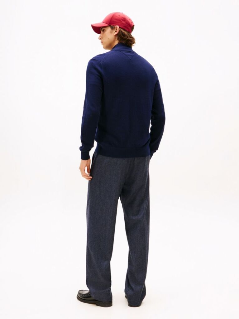 Blue Cotton Cashmere Zip-Thru Cardigan  Men