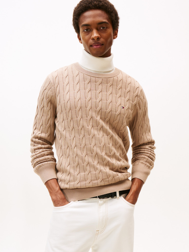 Beige Classics Cable Knit Relaxed Fit Jumper  Men