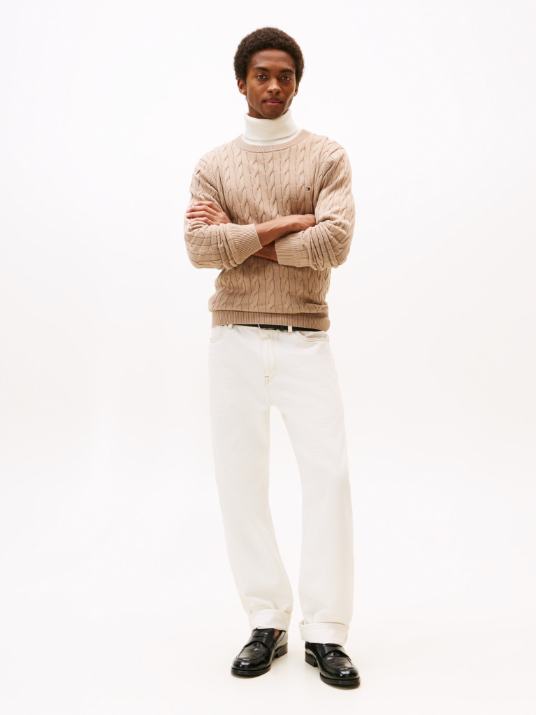 Beige Classics Cable Knit Relaxed Fit Jumper  Men