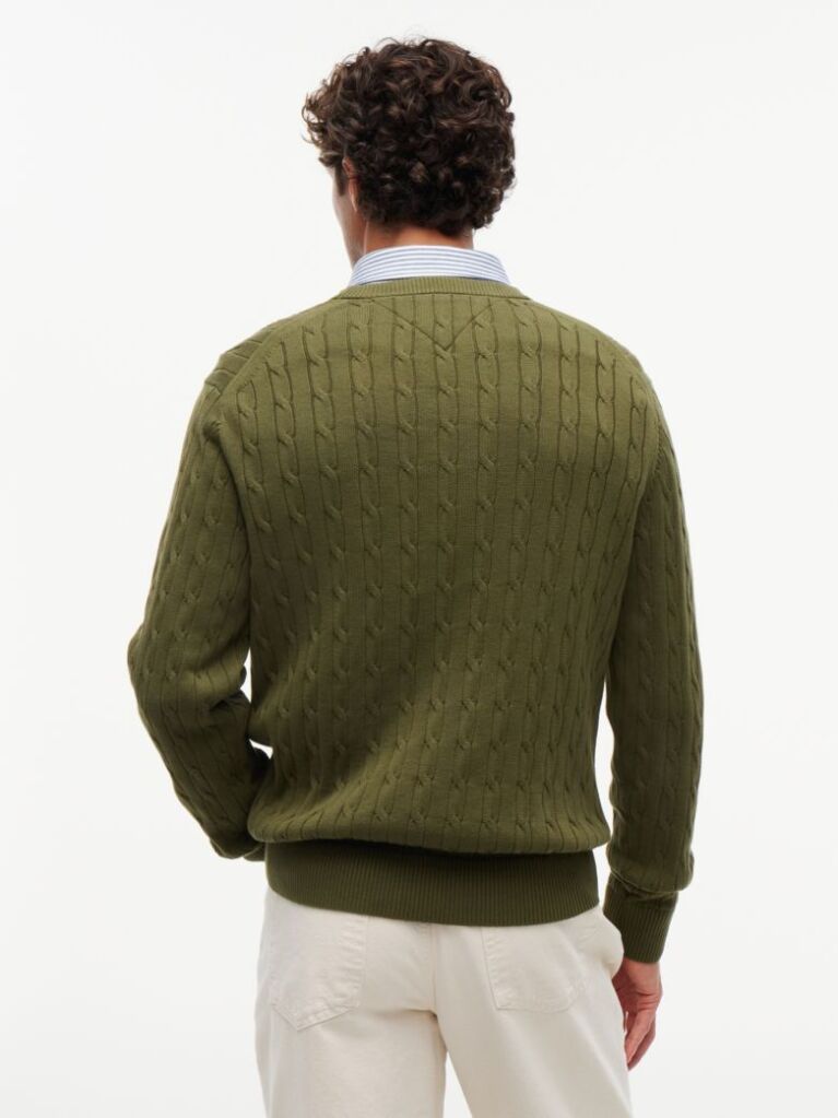 Green Classics Cable Knit Relaxed Fit Jumper  Men
