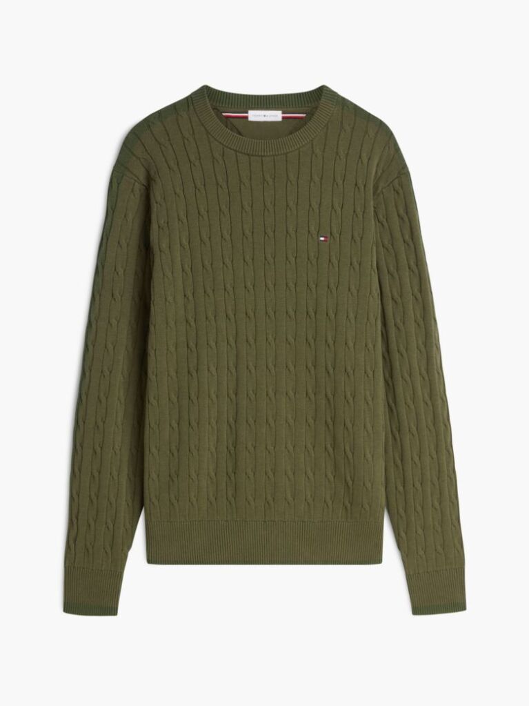 Green Classics Cable Knit Relaxed Fit Jumper  Men