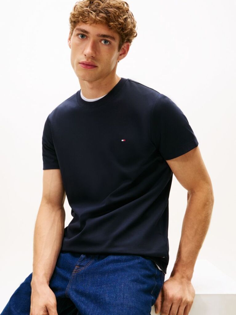 Blue Flag Embroidery Interlock Slim Fit T-Shirt  Men