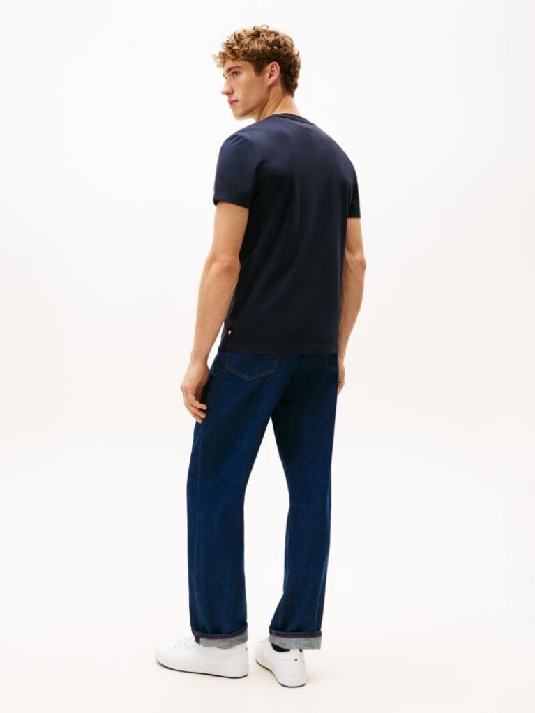 Blue Flag Embroidery Interlock Slim Fit T-Shirt  Men