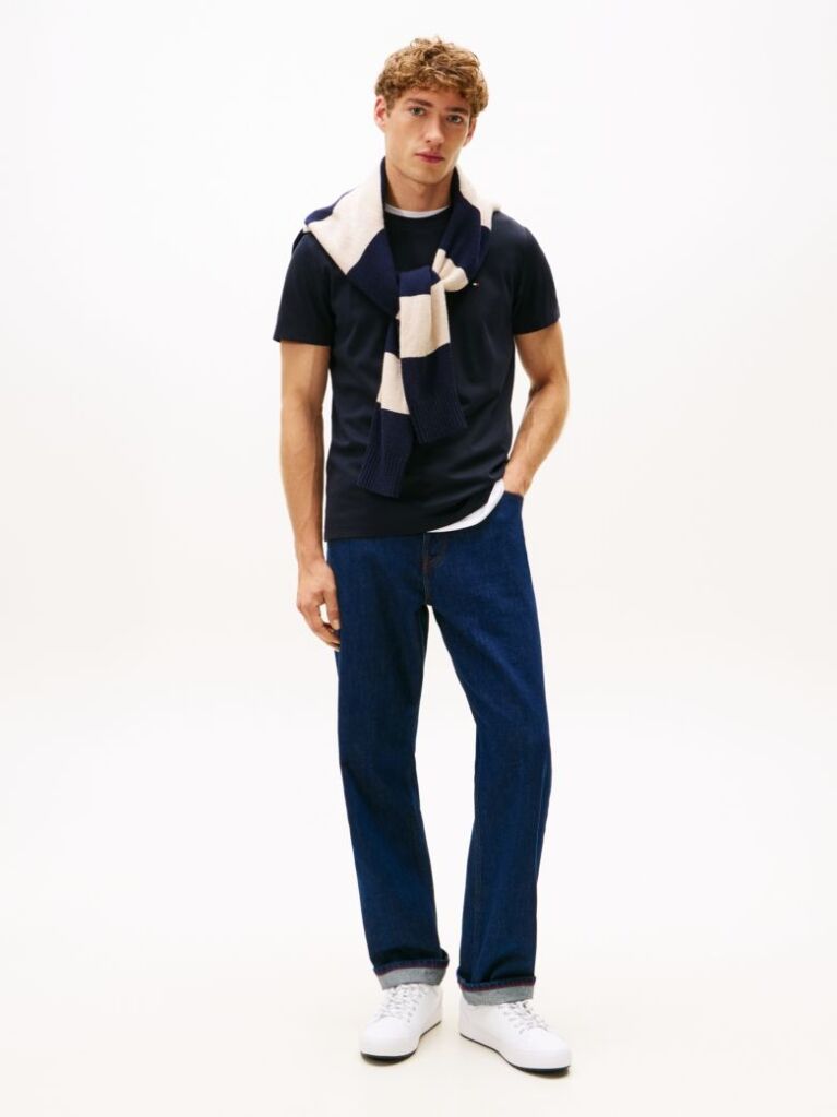 Blue Flag Embroidery Interlock Slim Fit T-Shirt  Men