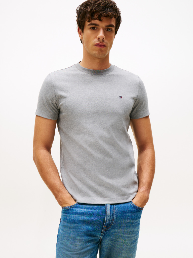 Grey Flag Embroidery Interlock Slim Fit T-Shirt  Men
