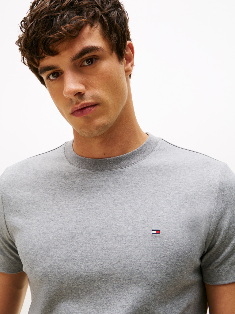 Grey Flag Embroidery Interlock Slim Fit T-Shirt  Men