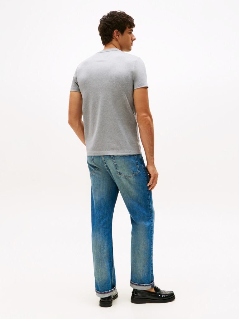 Grey Flag Embroidery Interlock Slim Fit T-Shirt  Men