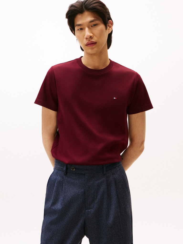 Red Flag Embroidery Interlock Slim Fit T-Shirt  Men