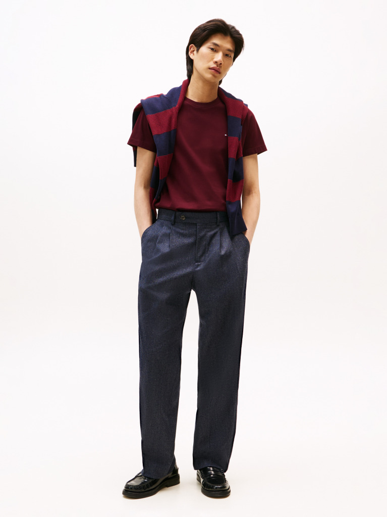 Red Flag Embroidery Interlock Slim Fit T-Shirt  Men