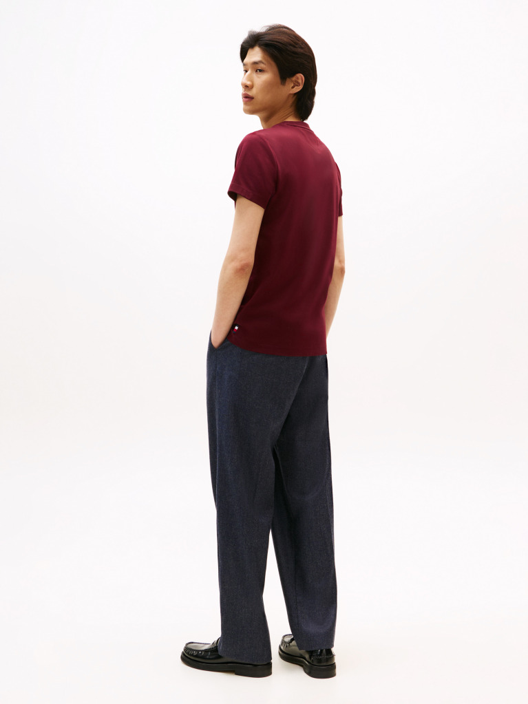 Red Flag Embroidery Interlock Slim Fit T-Shirt  Men