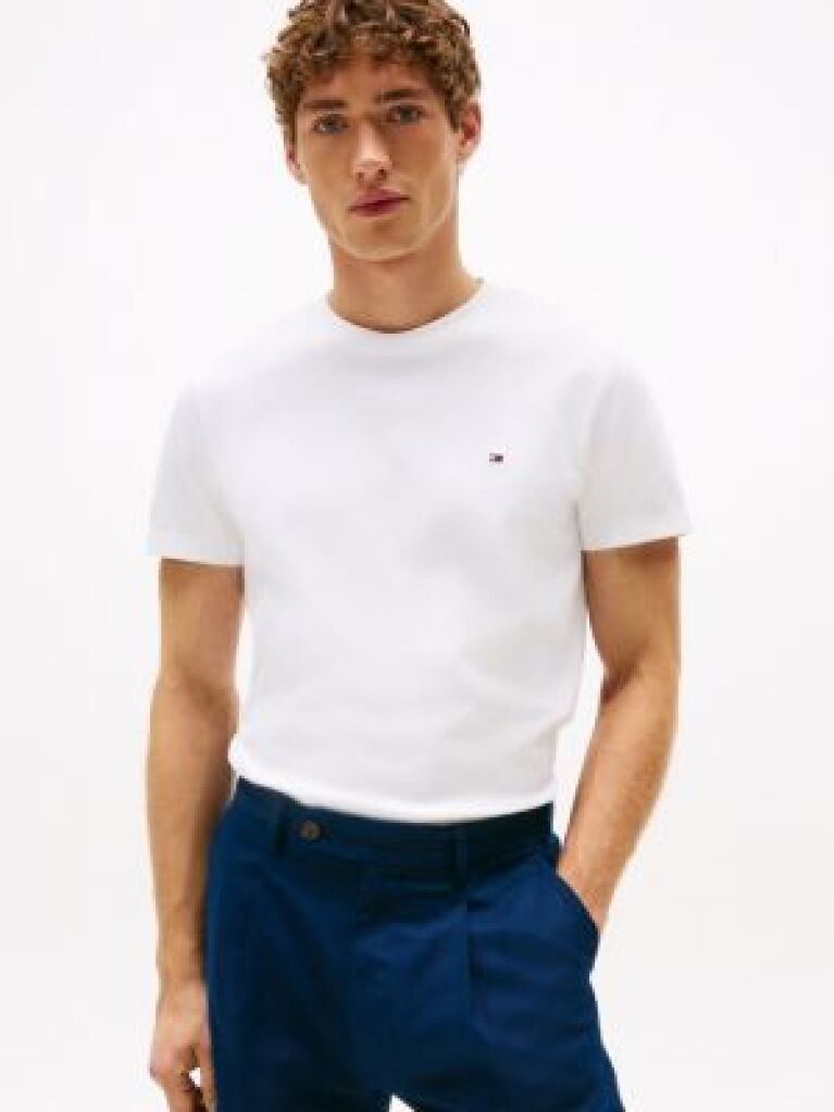 White Flag Embroidery Interlock Slim Fit T-Shirt  Men