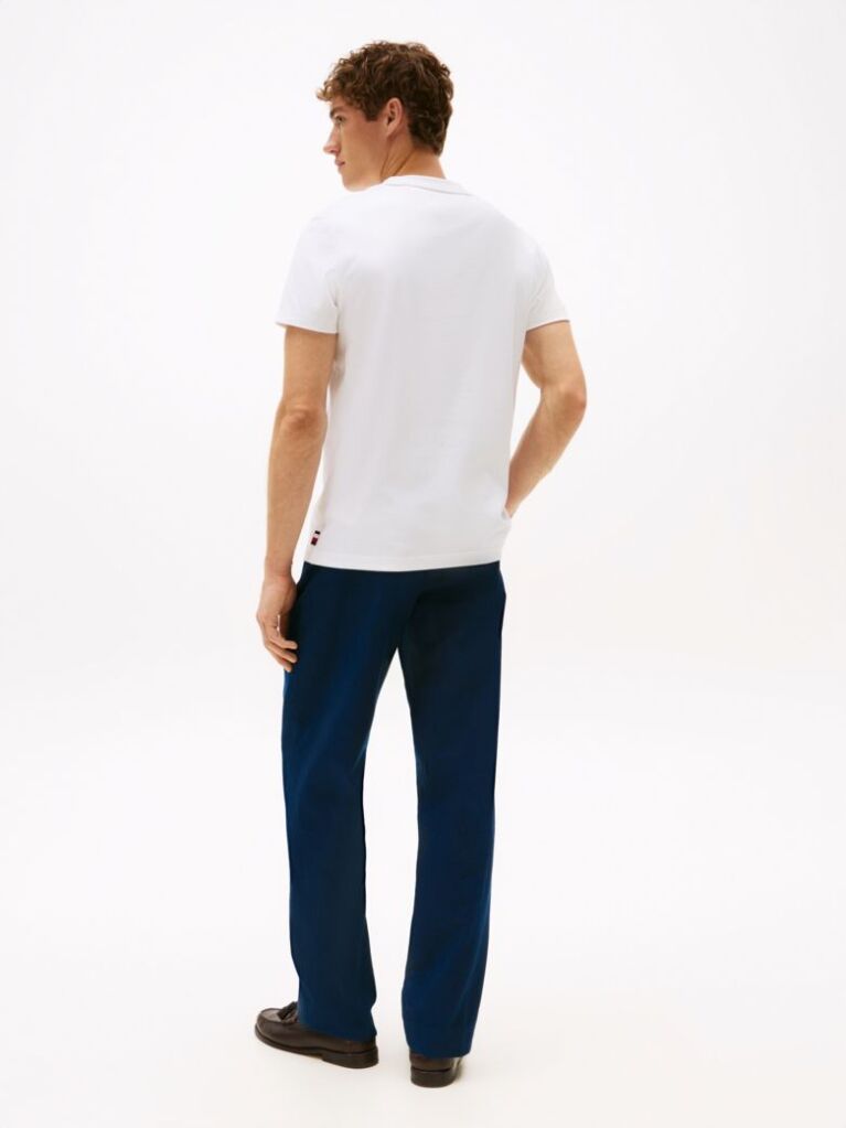 White Flag Embroidery Interlock Slim Fit T-Shirt  Men
