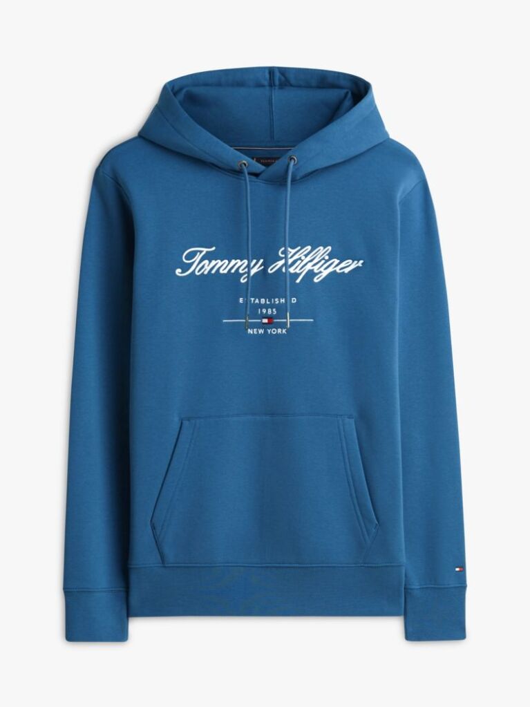 Blue Script Logo Hoodie  Men