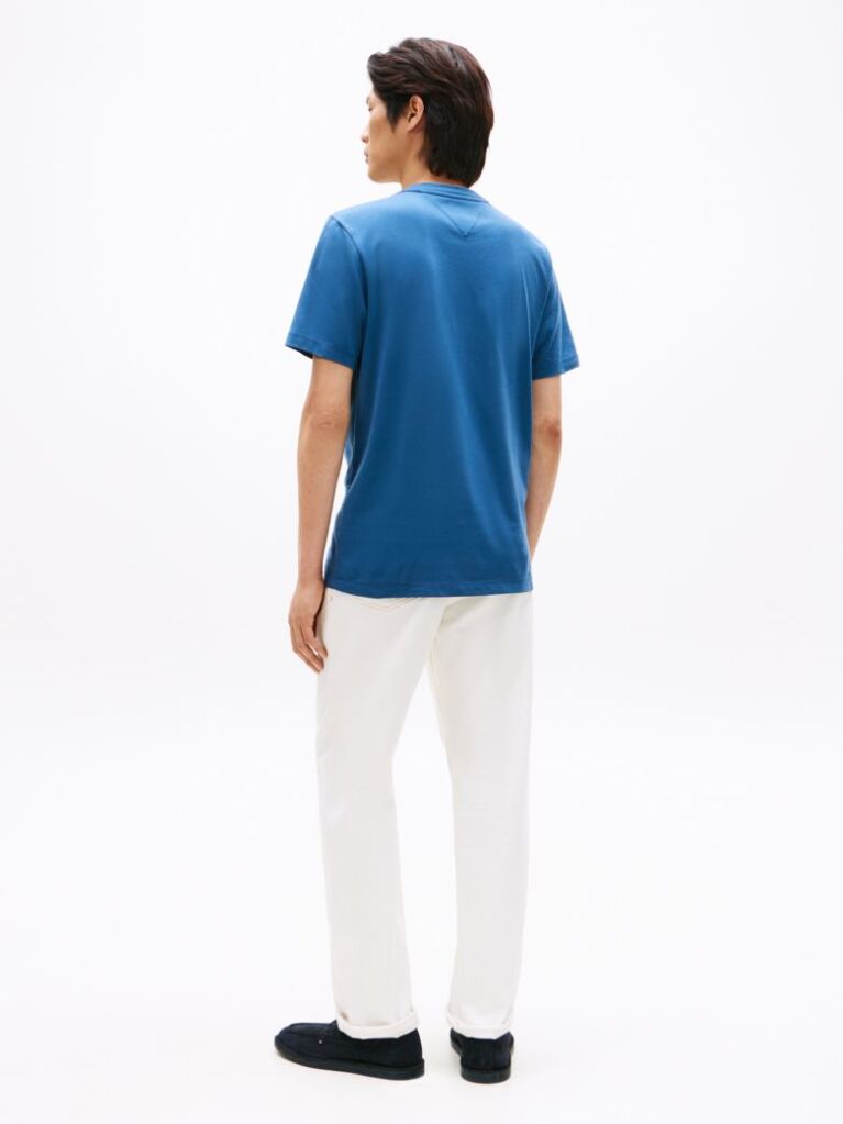 Blue Script Logo Crew Neck T-Shirt  Men
