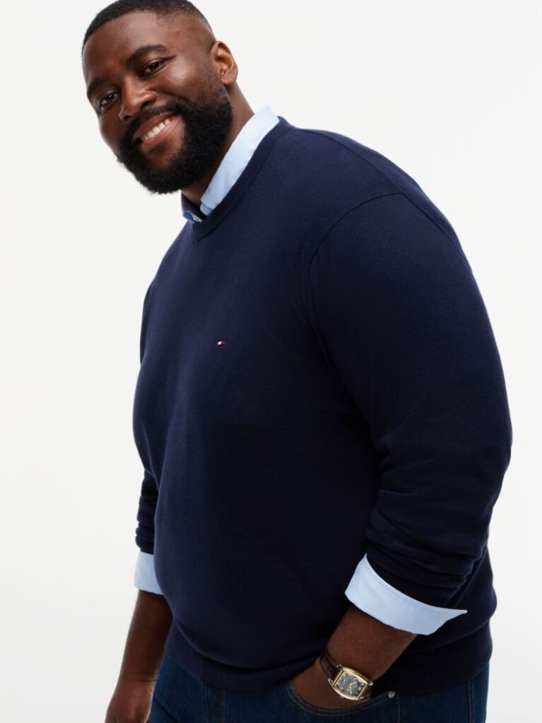 Blue Plus Heathered Knit Regular Fit Jumper  Men