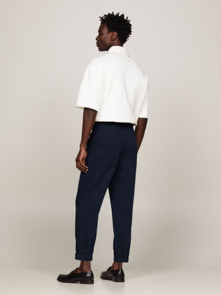 Blue Crest Cropped Adjustable Cuff Chinos  Men