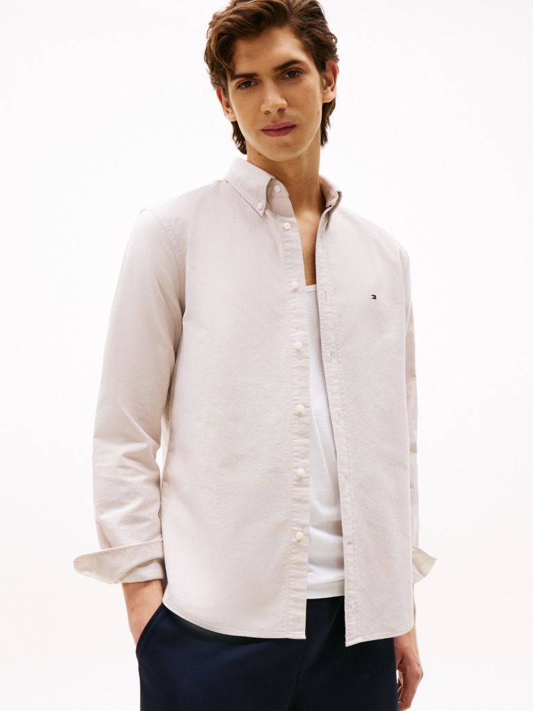 Beige Heritage Regular Fit Oxford Shirt  Men