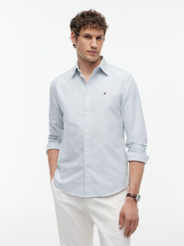 Blue Heritage Stripe Regular Fit Oxford Shirt  Men
