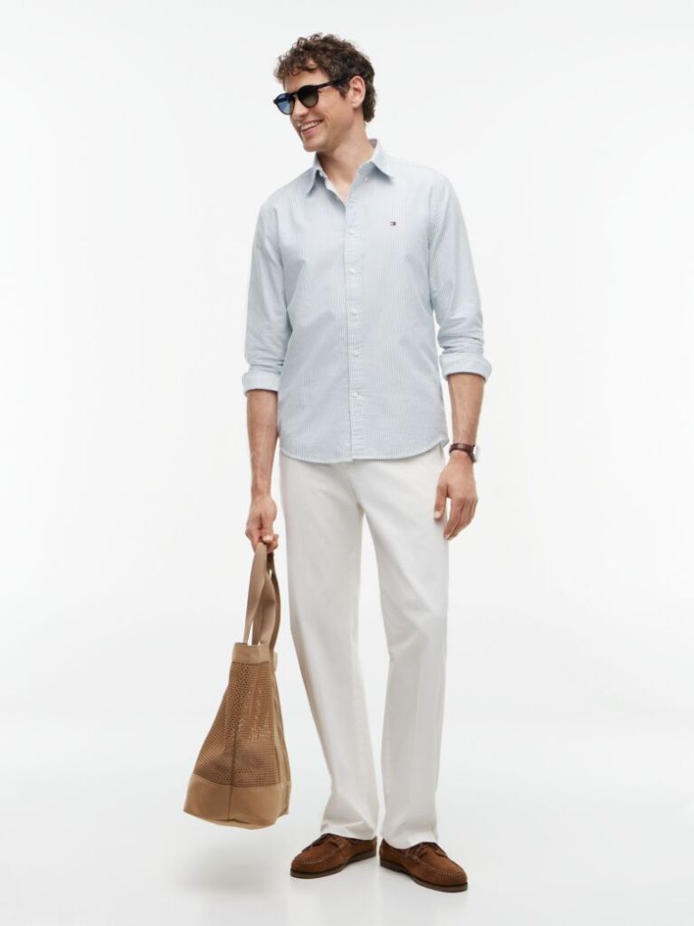Blue Heritage Stripe Regular Fit Oxford Shirt  Men