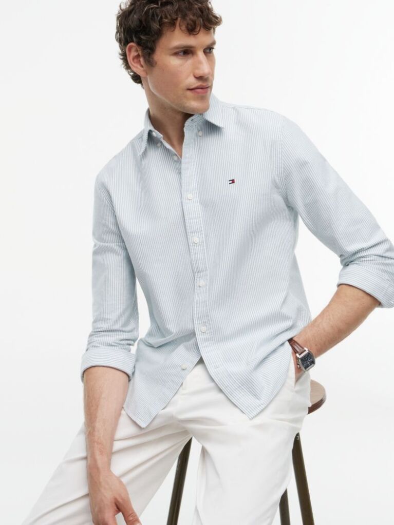 Blue Heritage Stripe Regular Fit Oxford Shirt  Men
