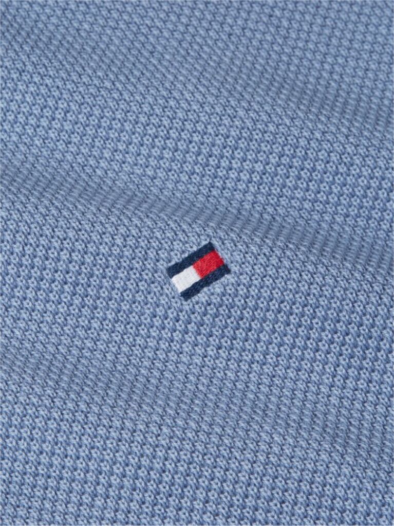 Blue Crew Neck Textured Knit Jumper  Men