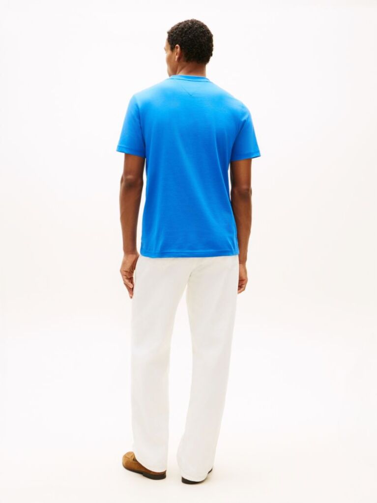 Blue Crew Neck Logo Panel T-Shirt  Men
