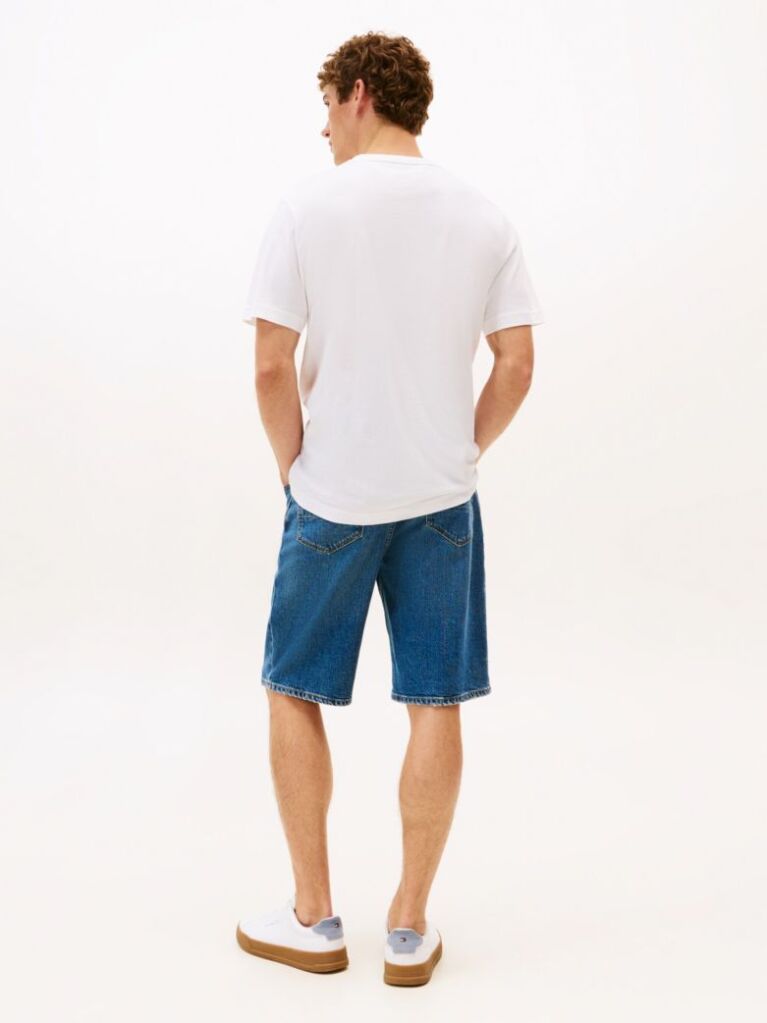 White Crew Neck Logo Panel T-Shirt  Men