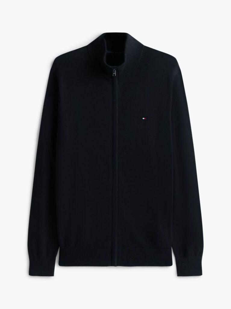 Black Mock Turtleneck Zip-Thru Cardigan  Men