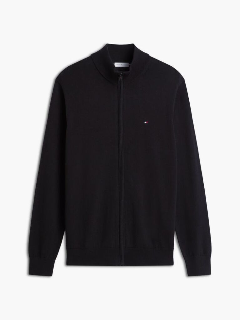 Black Mock Turtleneck Zip-Thru Cardigan  Men