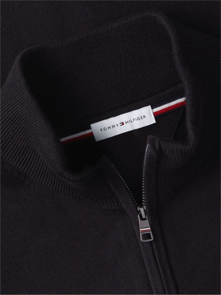 Black Mock Turtleneck Zip-Thru Cardigan  Men