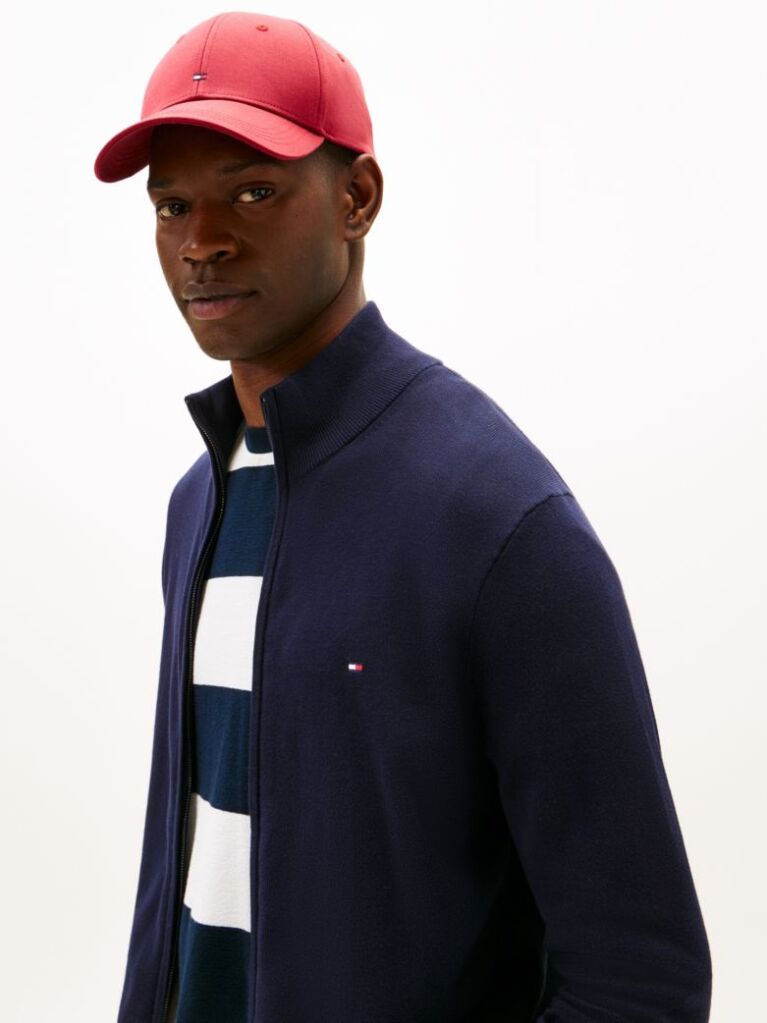 Blue Mock Turtleneck Zip-Thru Cardigan  Men