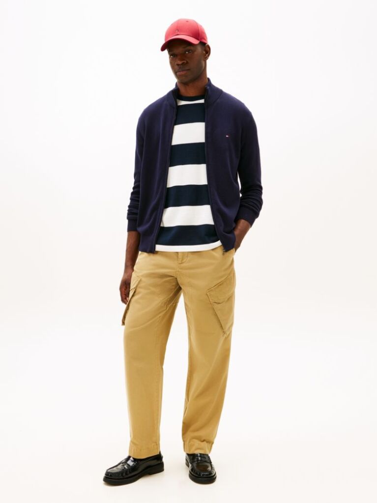 Blue Mock Turtleneck Zip-Thru Cardigan  Men