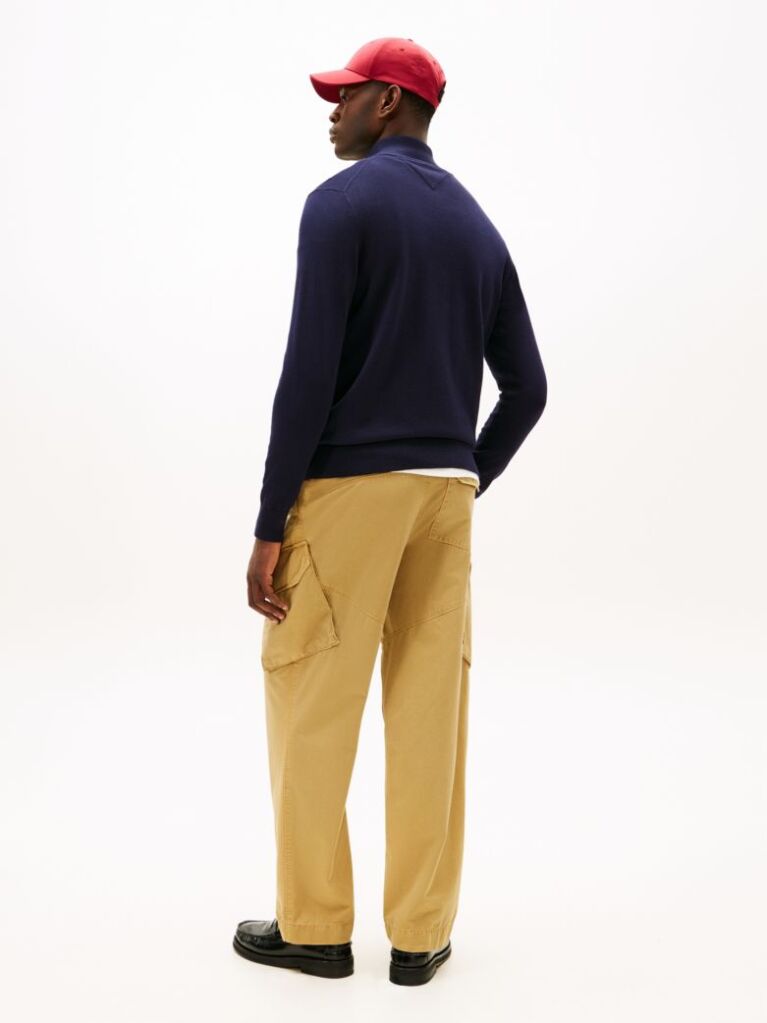 Blue Mock Turtleneck Zip-Thru Cardigan  Men