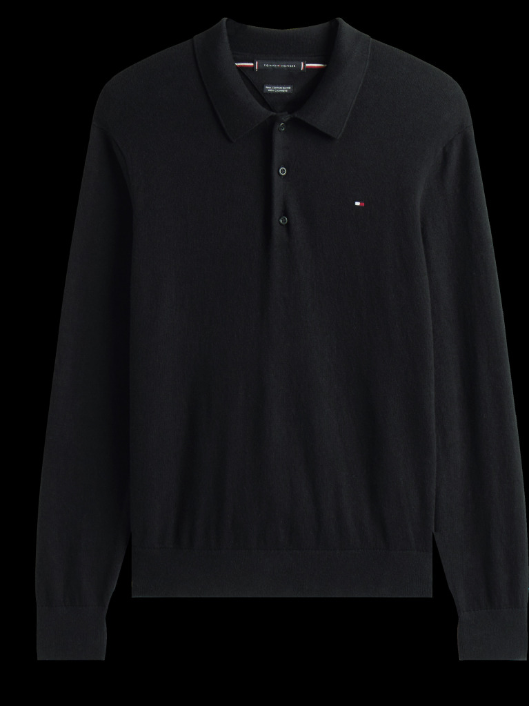 Black Polo Collar Jumper with Cashmere  Men