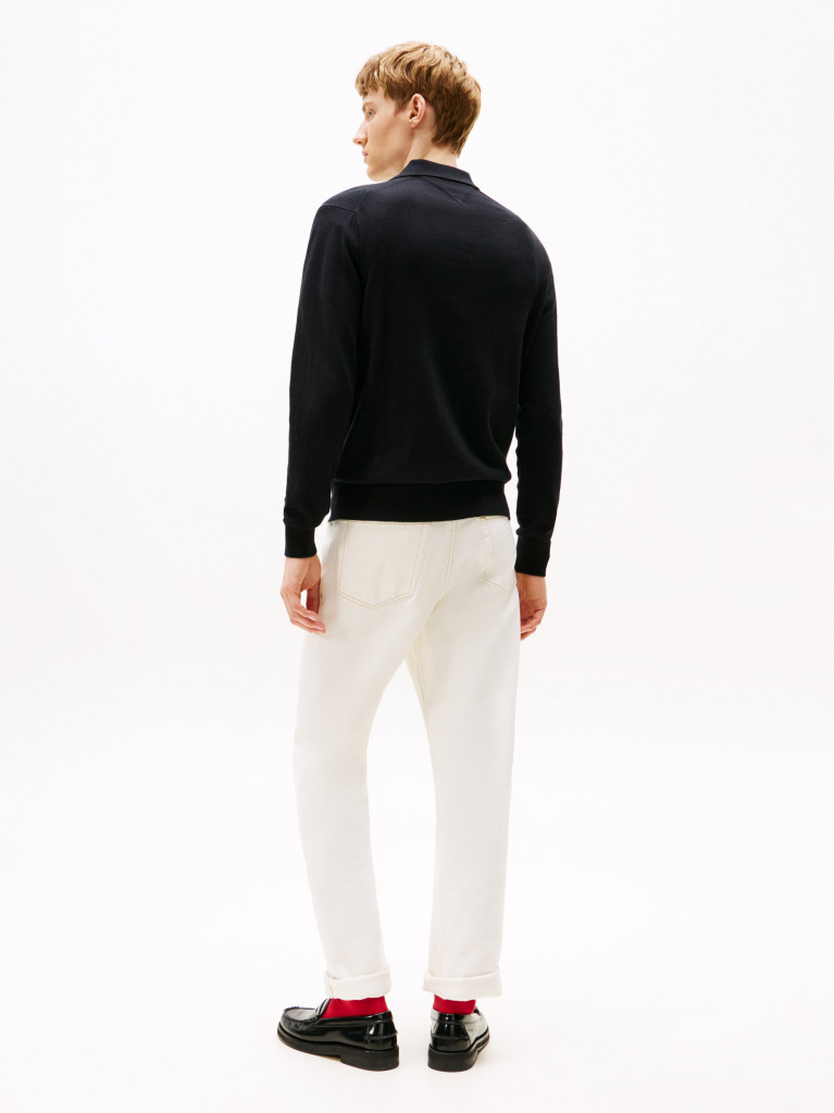 Black Polo Collar Jumper with Cashmere  Men